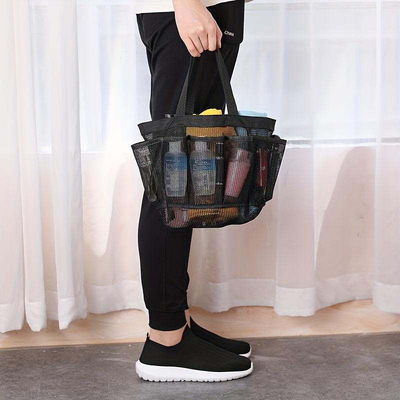 Portable Mesh Beach Bag 8 Pockets Storage Shoes Cosmetic Bag