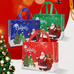 Christmas Gift Bag Santa Claus Snowman Printed Tote Bag