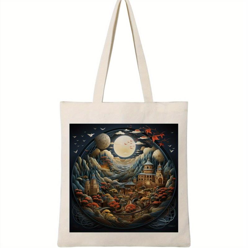 Vintage Pattern Canvas Handbag Large Capacity Shoulder Bag
