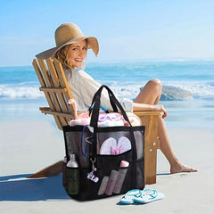Large Capacity Mesh Beach Bag Portable Travel Tote