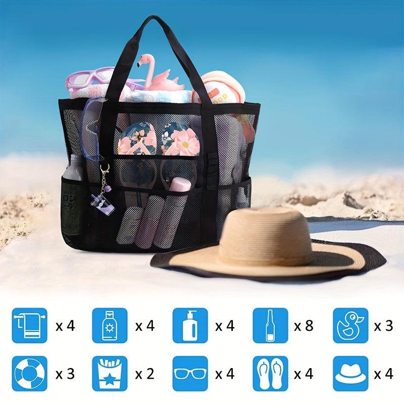Large Capacity Mesh Beach Bag Portable Travel Tote
