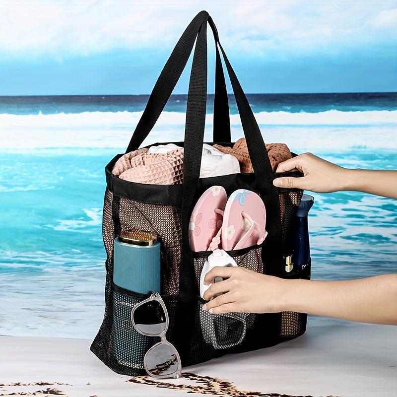 Large Capacity Mesh Beach Bag Lightweight Handbag for Beach Pool Picnic