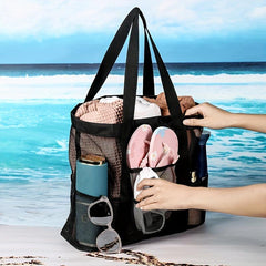 Large Capacity Mesh Beach Bag Lightweight Handbag for Beach Pool Picnic