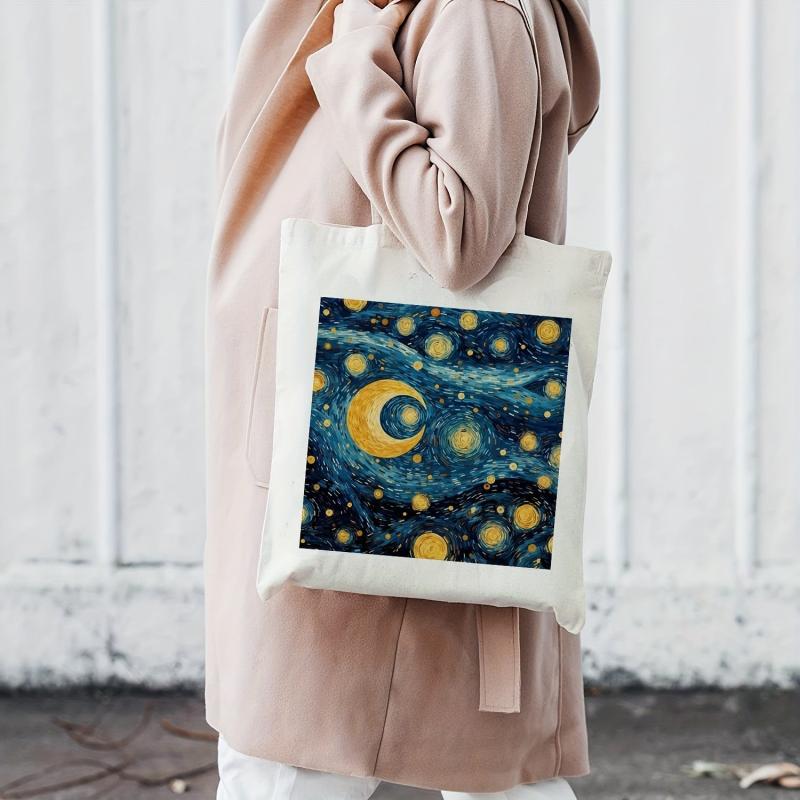Starry Sky Painting Canvas Bag Lightweight Shopping Handbag