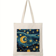 Starry Sky Painting Canvas Bag Lightweight Shopping Handbag