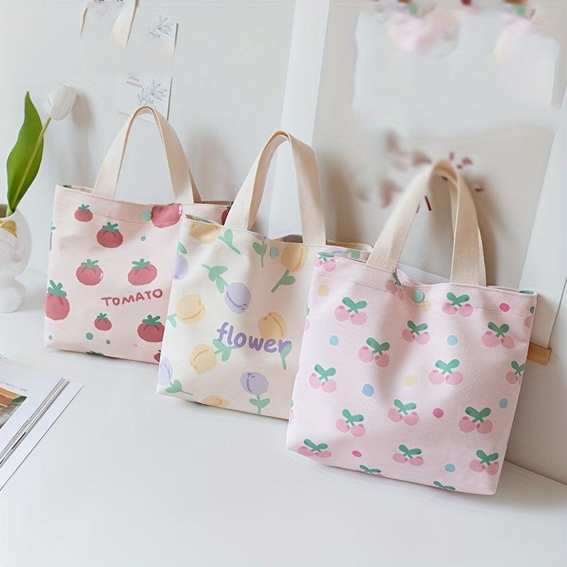Cartoon Print Satchel Storage Bag Lightweight Handbag Tote Bag