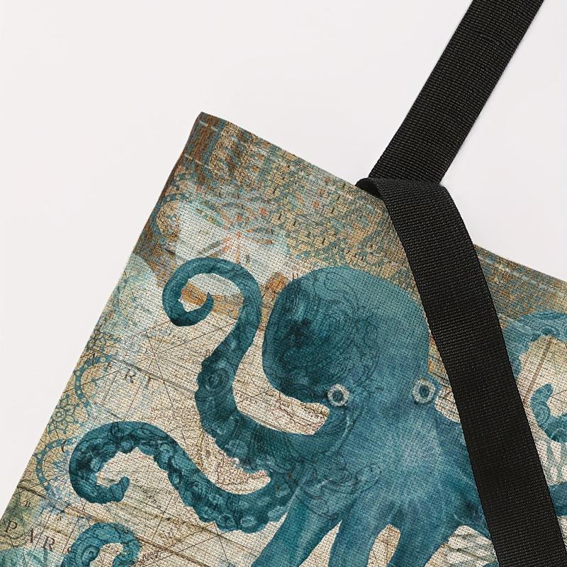 Summer Sea Octopus Print Tote Bag Large Travel Beach Shoulder Bag