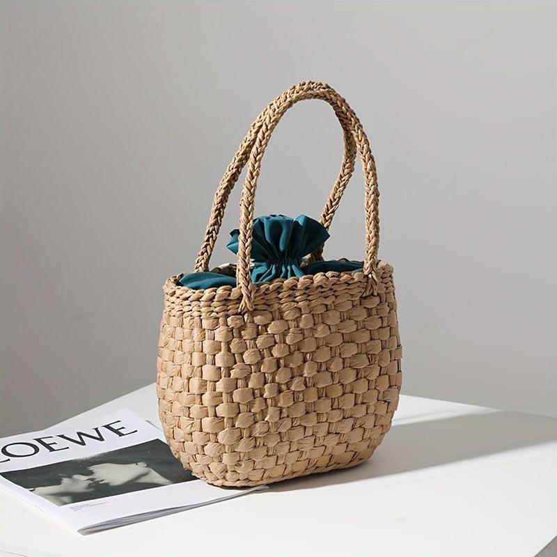 Minimalist Stra Satchel Bag Woven Drawstring Insert Pouch Travel