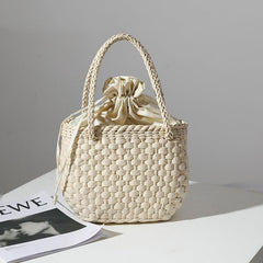 Minimalist Stra Satchel Bag Woven Drawstring Insert Pouch Travel