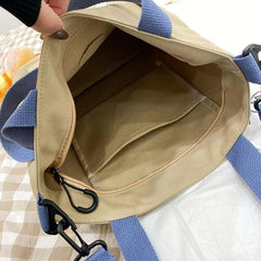Cartoon Pattern Canvas Bag Fashionable Shoulder Bag Handbag With Strap