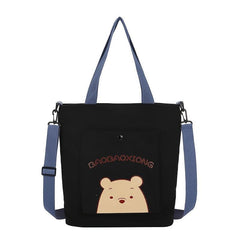 Cartoon Pattern Canvas Bag Fashionable Shoulder Bag Handbag With Strap
