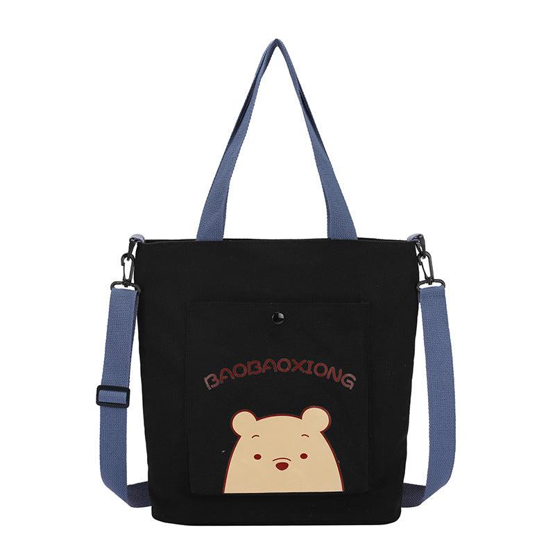 Cartoon Pattern Canvas Bag Fashionable Shoulder Bag Handbag With Strap