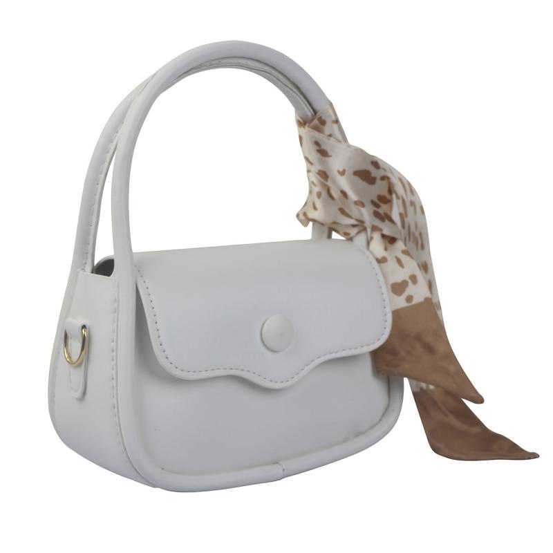 Snap Button Saddle Bag Scarf Decor Crossbody Bag Top Handle Flap Purse For Women