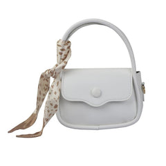 Snap Button Saddle Bag Scarf Decor Crossbody Bag Top Handle Flap Purse For Women