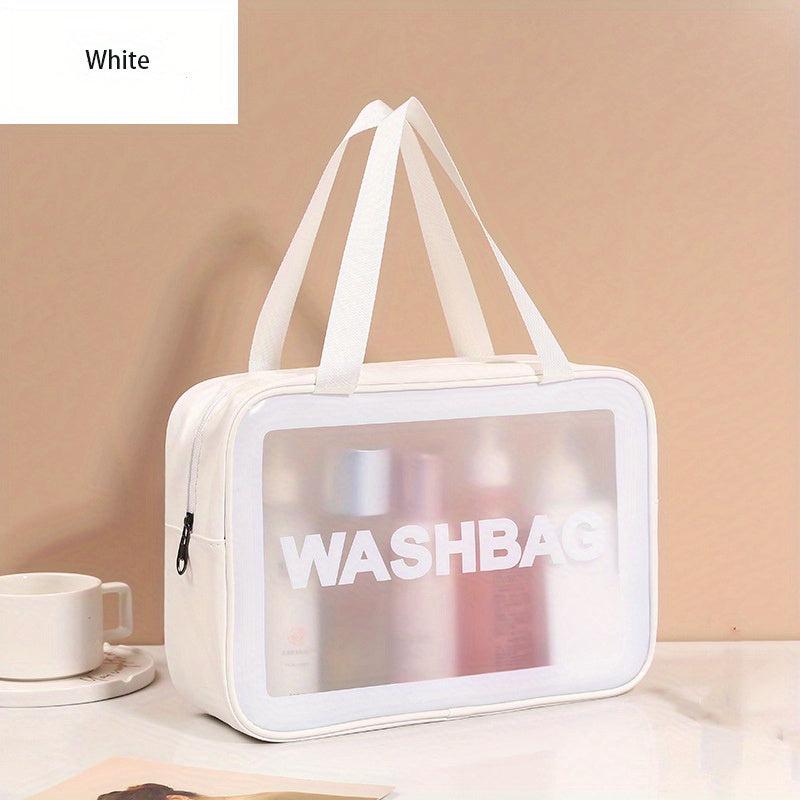 Large Capacity PVC Toiletry Bag Transparent Frosted Portable Travel Storage Bag