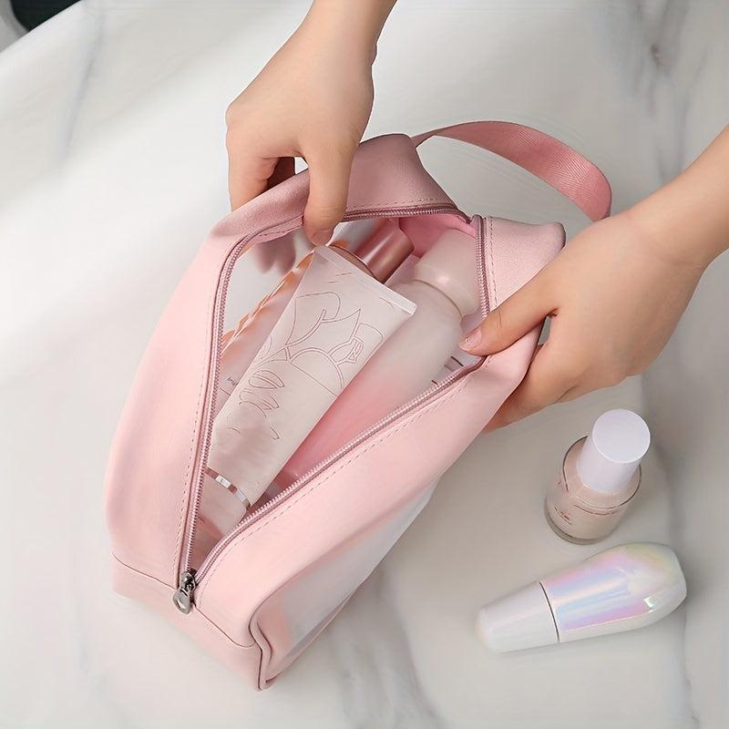 Large Capacity PVC Toiletry Bag Transparent Frosted Portable Travel Storage Bag