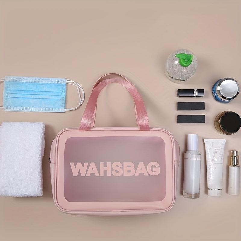 Large Capacity PVC Toiletry Bag Transparent Frosted Portable Travel Storage Bag