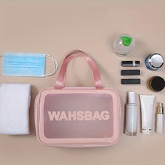 Large Capacity PVC Toiletry Bag Transparent Frosted Portable Travel Storage Bag