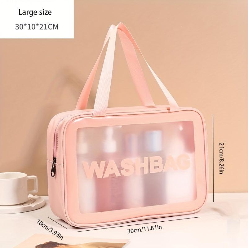 Large Capacity PVC Toiletry Bag Transparent Frosted Portable Travel Storage Bag