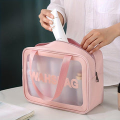 Large Capacity PVC Toiletry Bag Transparent Frosted Portable Travel Storage Bag