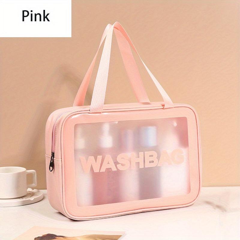 Large Capacity PVC Toiletry Bag Transparent Frosted Portable Travel Storage Bag