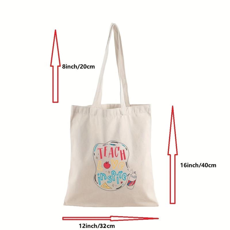 Letter Pattern Shoulder Bag Lightweight Canvas Storage Bag