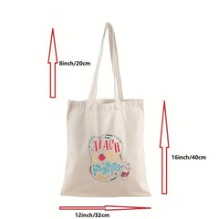 Letter Pattern Shoulder Bag Lightweight Canvas Storage Bag