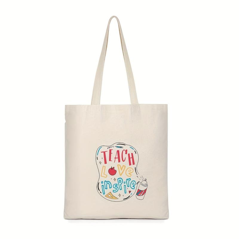 Letter Pattern Shoulder Bag Lightweight Canvas Storage Bag