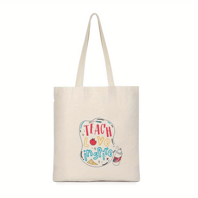 Letter Pattern Shoulder Bag Lightweight Canvas Storage Bag