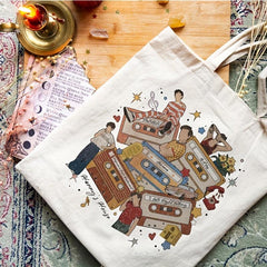 Cartoon Graphic Canvas Shopper Bag Large Capacity Tote Bag