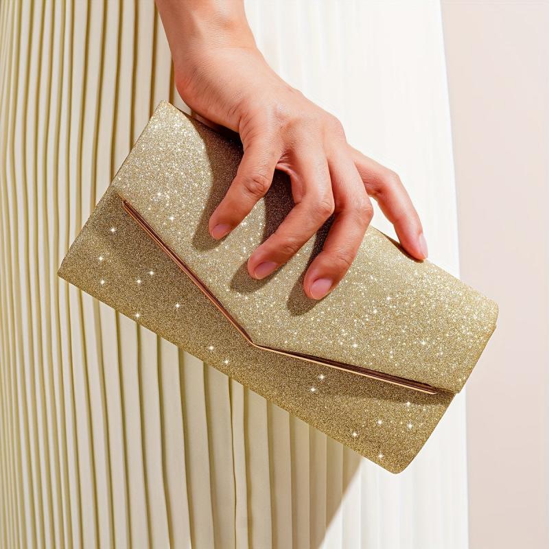 Glitter Long Wallet Flap Chain Bag Evening Bag