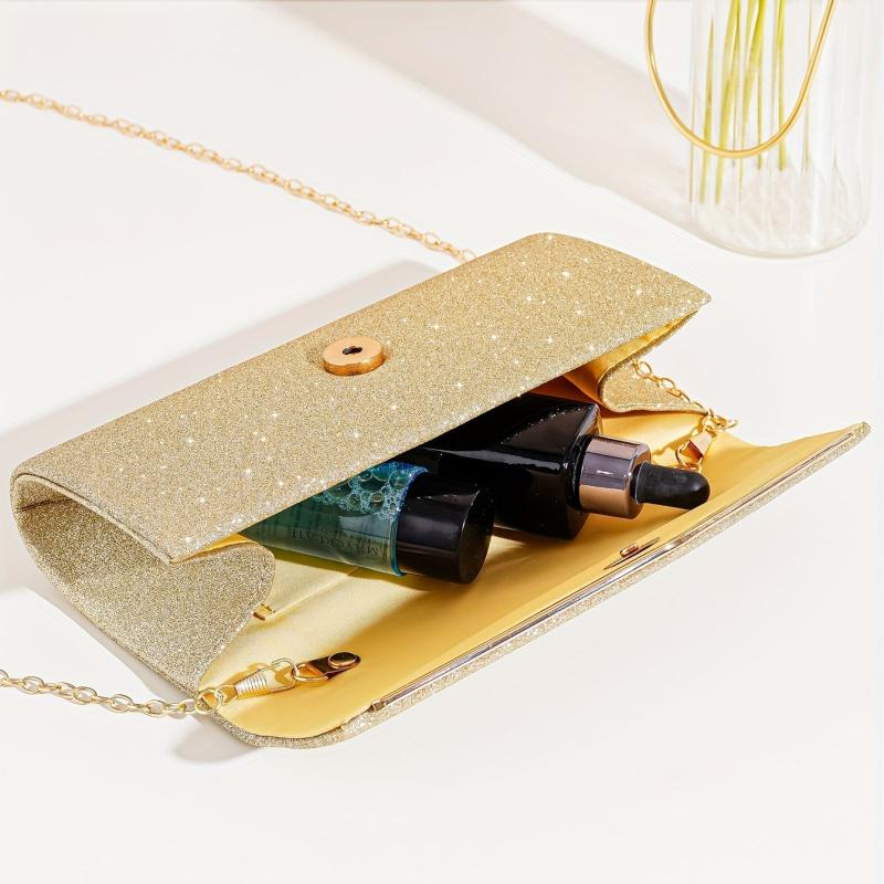 Glitter Long Wallet Flap Chain Bag Evening Bag