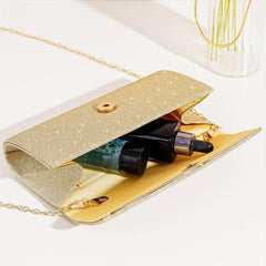 Glitter Long Wallet Flap Chain Bag Evening Bag