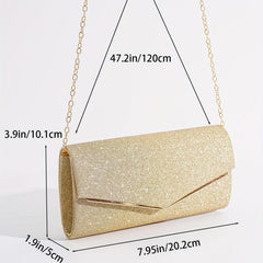 Glitter Long Wallet Flap Chain Bag Evening Bag