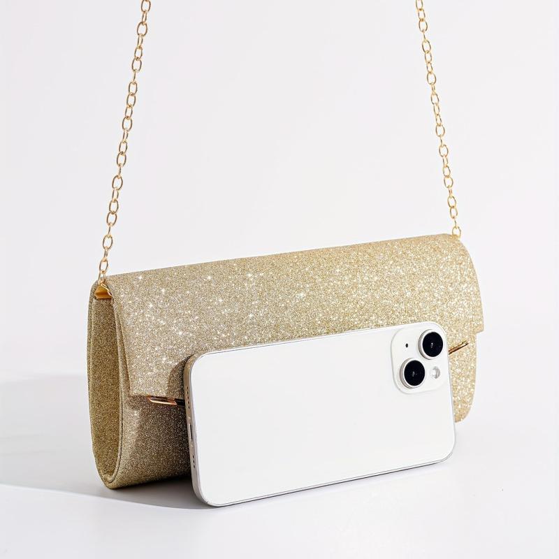 Glitter Long Wallet Flap Chain Bag Evening Bag