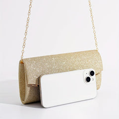 Glitter Long Wallet Flap Chain Bag Evening Bag