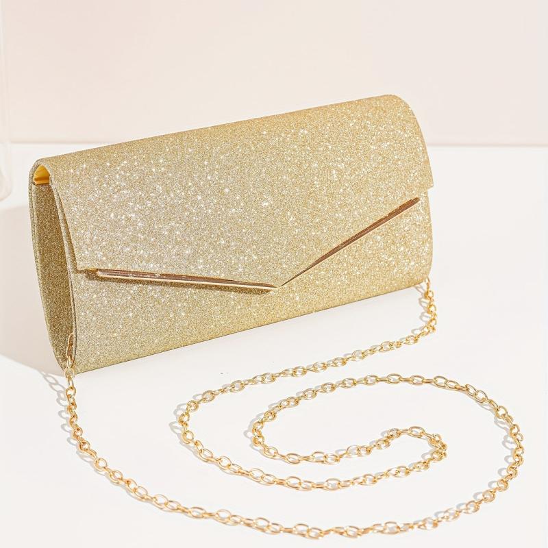 Glitter Long Wallet Flap Chain Bag Evening Bag