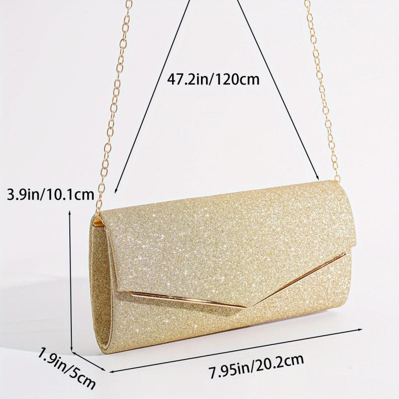 Glitter Long Wallet Flap Chain Bag Evening Bag