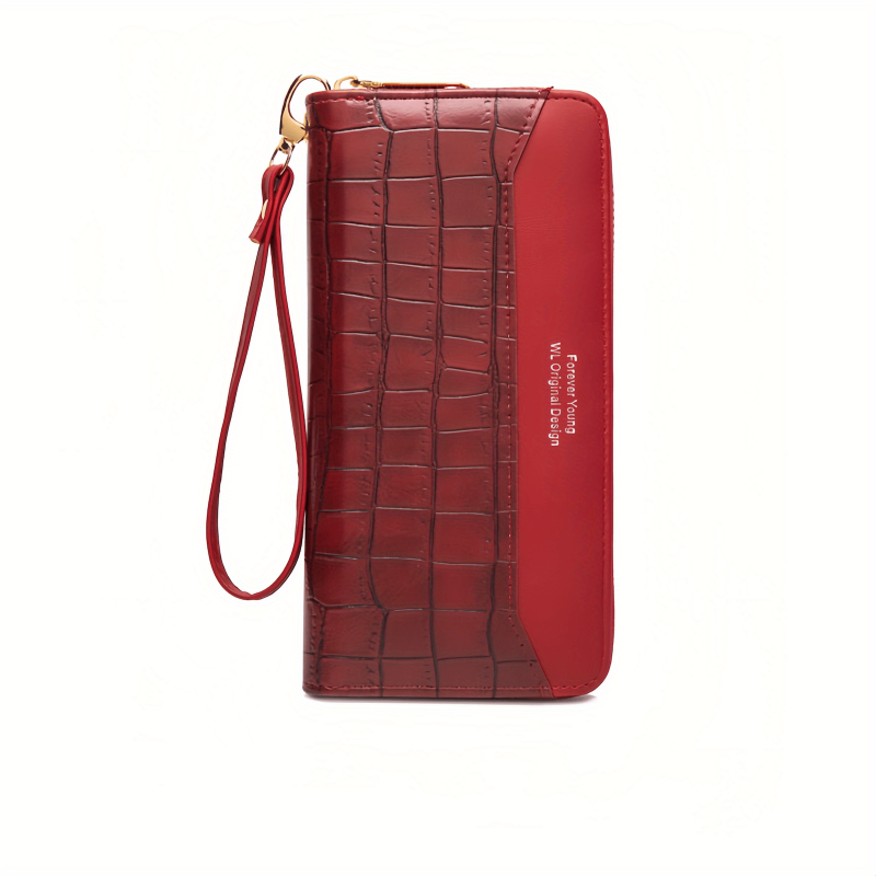 Crocodile Pattern Long Clutch Faux Leather Textured Long Wallet