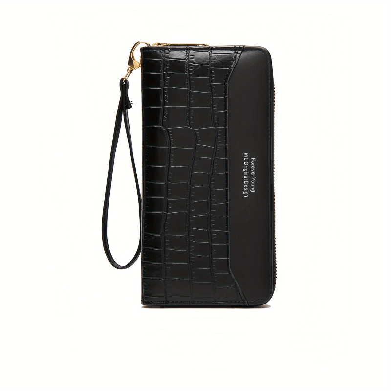 Crocodile Pattern Long Clutch Faux Leather Textured Long Wallet
