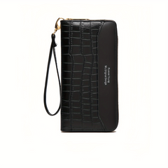 Crocodile Pattern Long Clutch Faux Leather Textured Long Wallet