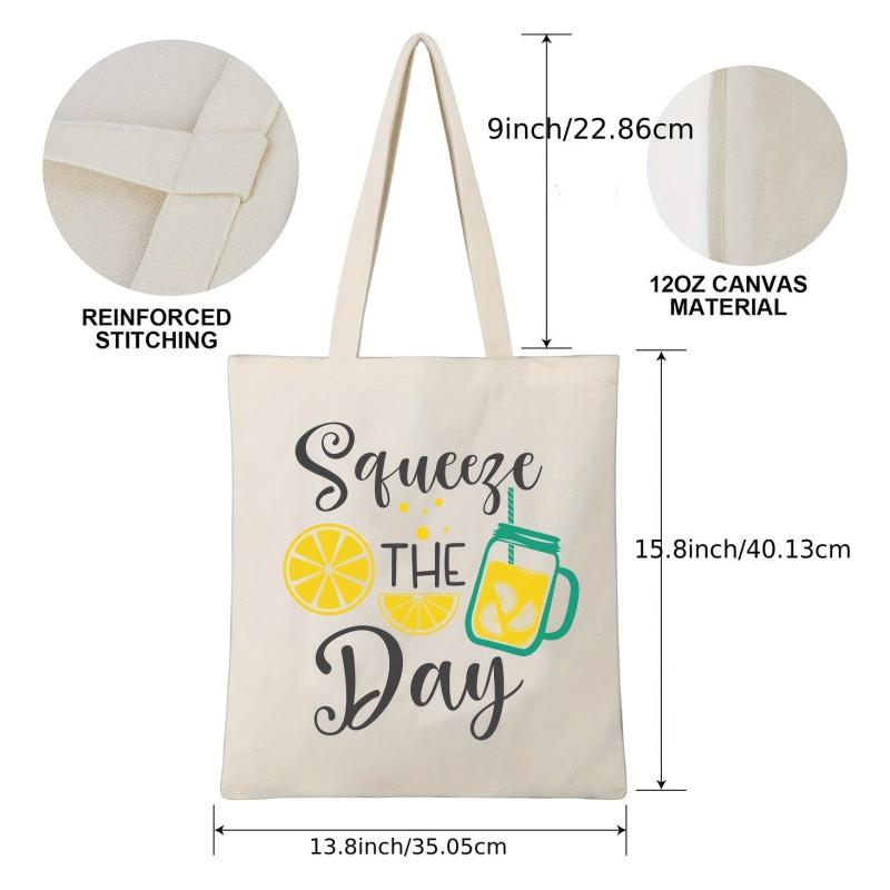 Stylish Letter Print Canvas Bag All Match Shopper Storage Handbag