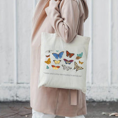 Butterfly Print Beach Tote Bag Large Capacity Canvas Shoulder Bag