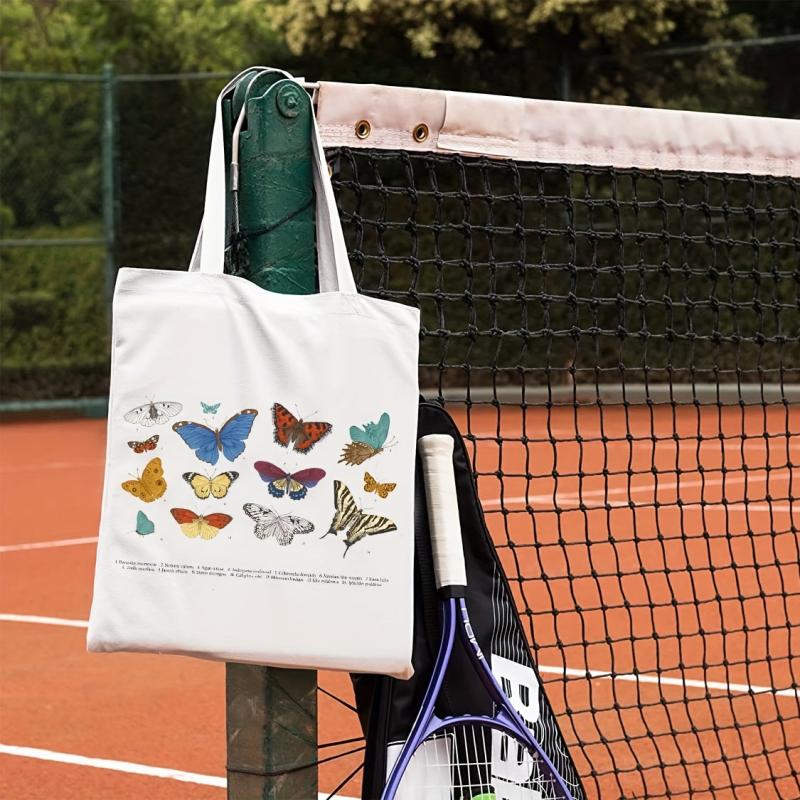 Butterfly Print Beach Tote Bag Large Capacity Canvas Shoulder Bag