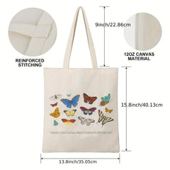 Butterfly Print Beach Tote Bag Large Capacity Canvas Shoulder Bag