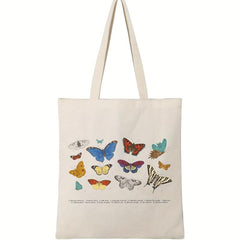 Butterfly Print Beach Tote Bag Large Capacity Canvas Shoulder Bag