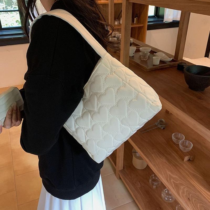Love Pattern Quilted Shoulder Bag Solid Square Underarm Bag