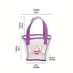 Carton Bear Pattern Satchel Bag Transparent Handbag For School