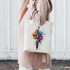 Fantasy Key Print Canvas Bag Large Capacity Shoulder Bag