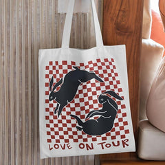 Bunny Print Canvas Bag Lightweight Shoulder Bag